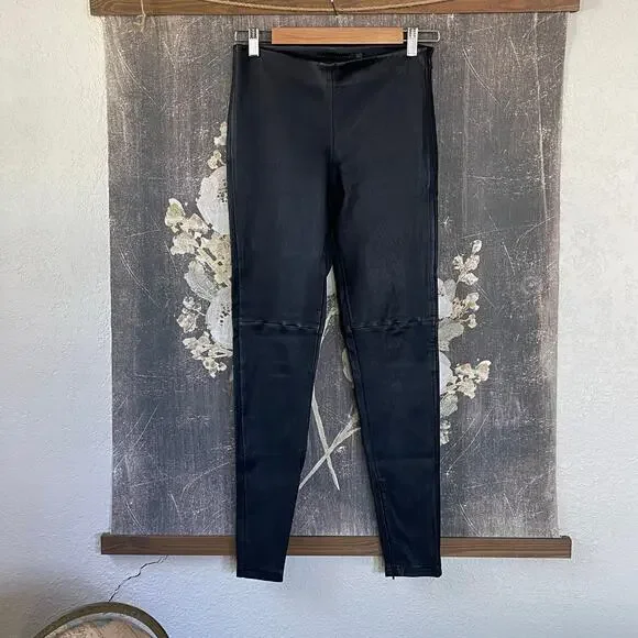 Victoria Beckham Black Leather Zip Pants‎ Leggings Size 27 - Picture 5 of 11
